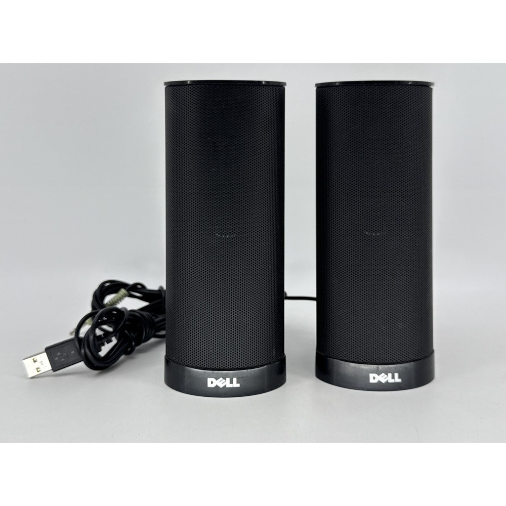 DELL USB Stereo AX210 Powered Speakers Black Compact Plastic Multimedia Desktop